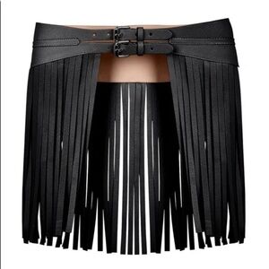 Black leather Bcbg Fringe Belt